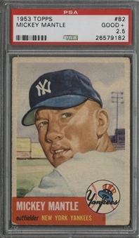1953 Topps #82 Mickey Mantle – PSA GD+ 2.5